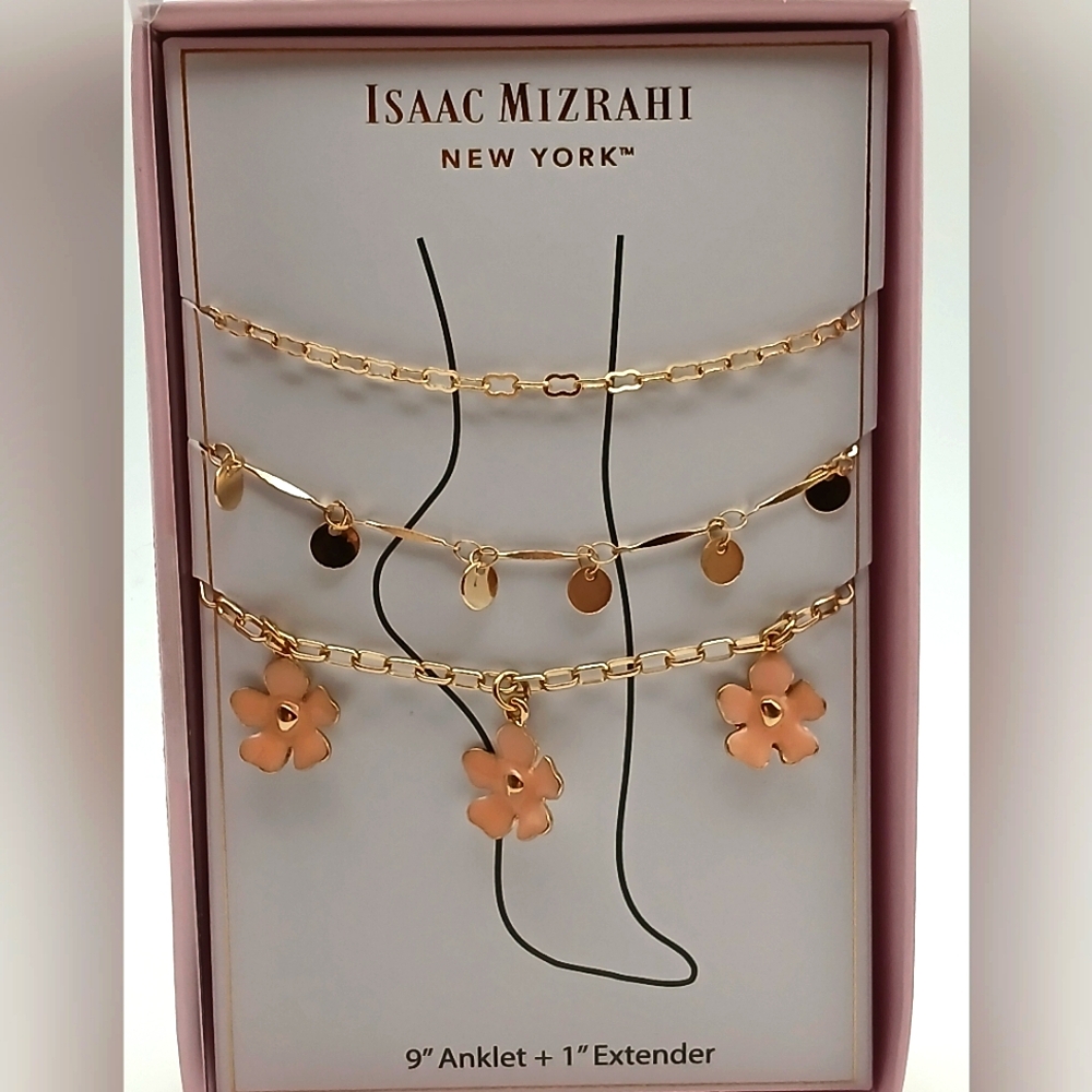 Ankle Bracelet 3 Pieces ISAAC MIZRAHI NEW IN BOX